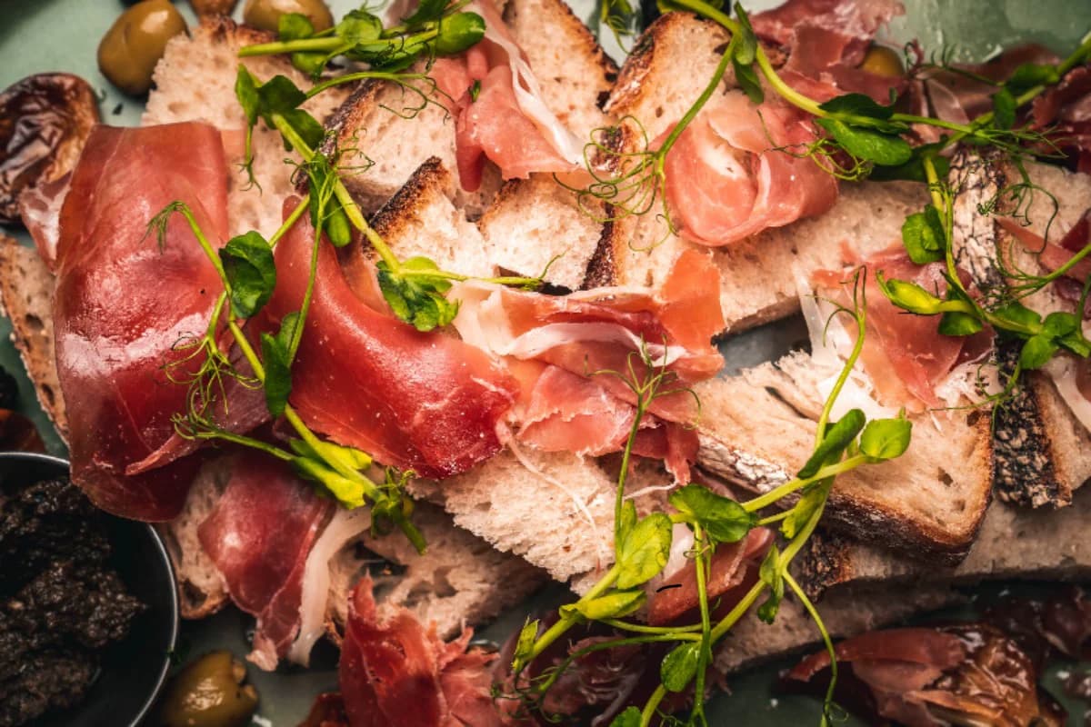 Tapas spread on a table